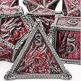 HAOMEJA DND Dice Metal Dragon Dice Set 7 Role Playing Dice D&D Solid Dice Dungeons and Dragons (Black Nickel Red)
