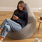icon Dalton Cord Bean Bag Chair Grey Large with Filling Included view 2