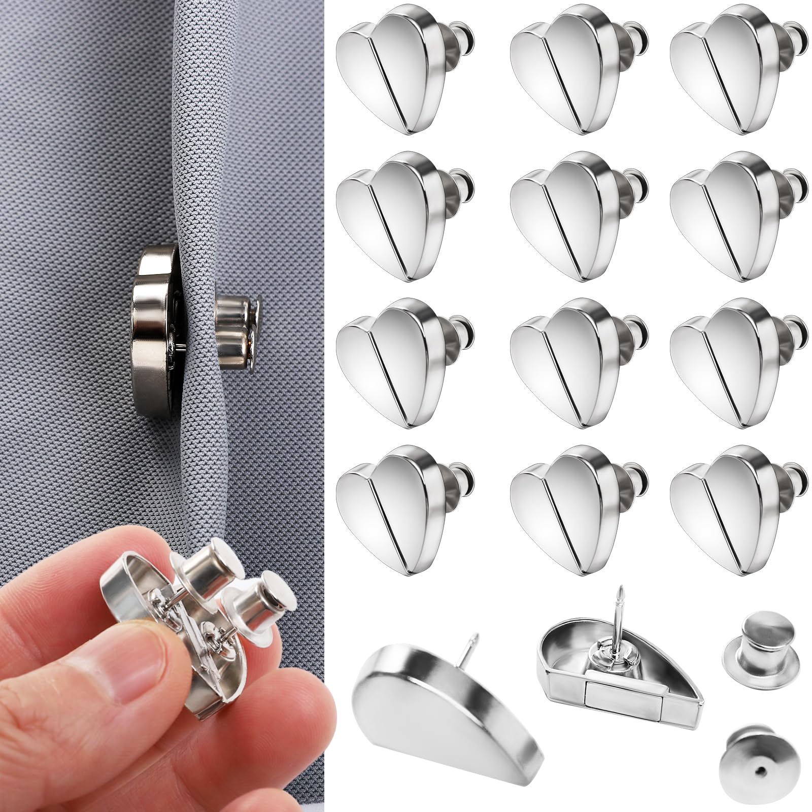 Photo 1 of 12 Pairs Magnetic Curtain Closure, Magnetic Curtain Clips for Indoor Outdoor Curtains to Prevent Light Leaking, Curtain Magnetic Clips for Home Bedroom Office Draperies