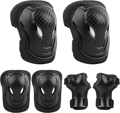ValueTalks Kids Knee and Elbow Pads Set Black M Protective Gear