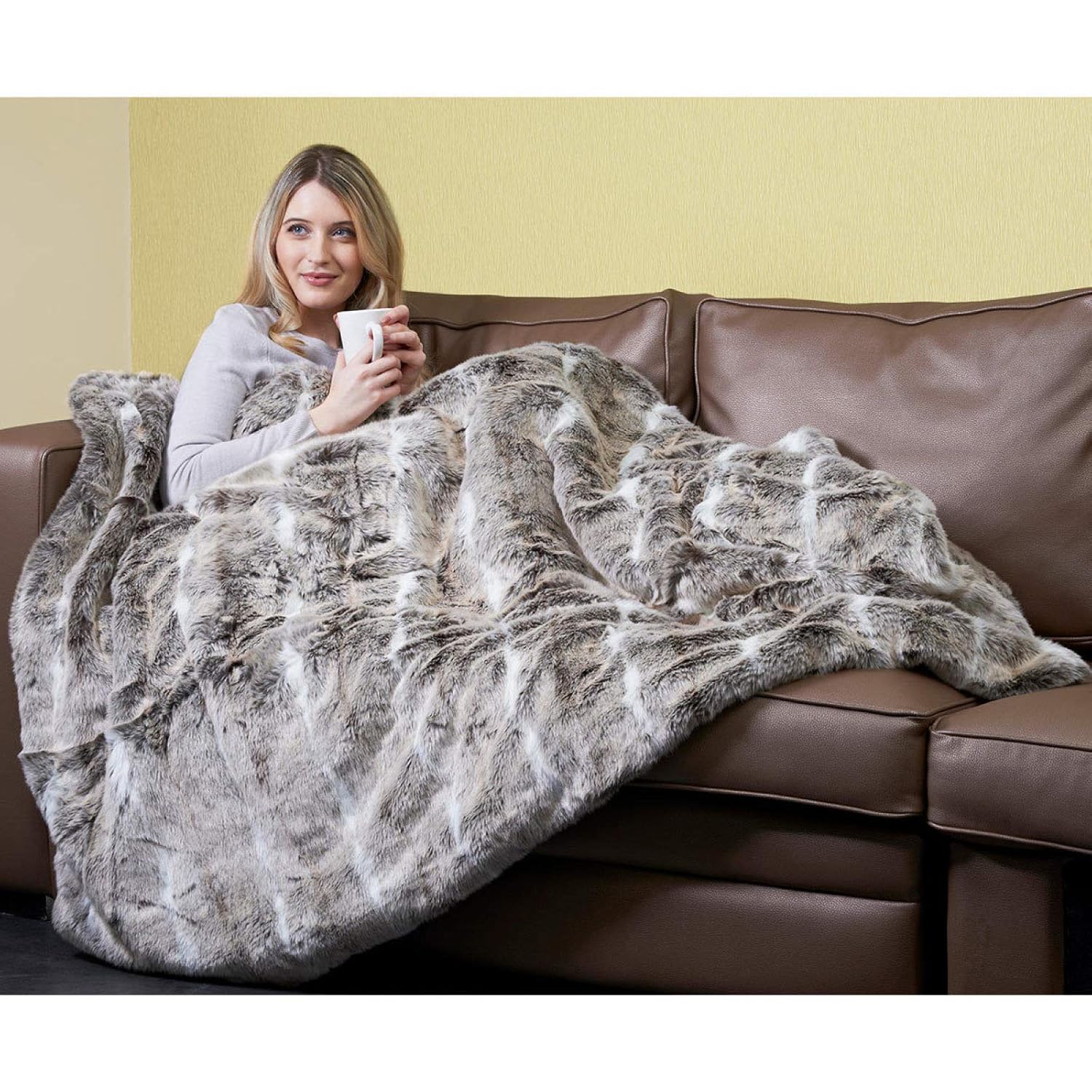 Electric Blankets & Matress Toppers Dreamland Relaxwell 16232 Intelliheat Luxury Heated Faux Fur