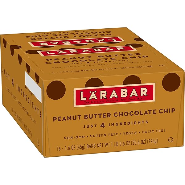 LARABAR GLUTEN FREE BAR, PEANUT BUTTER CHOCOLATE CHIP, 1.6 OZ BARS (16 COUNT), WHOLE FOOD GLUTEN FREE BARS, DAIRY FREE SNACKS