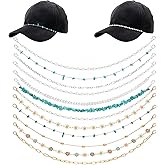NEWITIN 12 Pieces Trucker Hat Chains Bulk Trucket Hat Charms Metal Detachable Chains Mesh Baseball Cap Charm Decoration Chain Hats Jewelry Accessories for Women Men