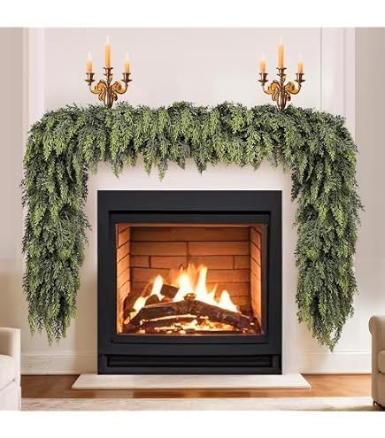 Guirnalda De Cedro Artificial Para Navidad - Decoración De Puerta, Chimenea O Pared, 180 Cm, Color Verde Realista