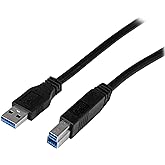 StarTech.com 1m 3 ft Certified SuperSpeed USB 3.0 A to B Cable Cord - USB 3 Cable - 1x USB 3.0 A (M), 1x USB 3.0 B (M) - 1 Me