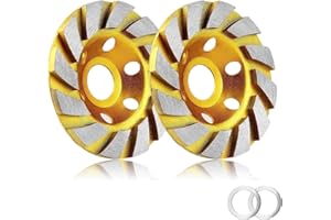 Golden Pearl 2pcs-4 Inch Concrete Stone Ceramic Turbo Diamond Grinding Cup Wheel,12 Segs Heavy Duty Angle Grinder Wheels for Angle Grinder(Yellow)