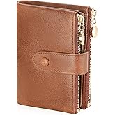 GAEKEAO Small Wallets for Women Leather RFID Blocking Bifold Double Zipper Pockets Wallet Card Case Purse with 2 ID Windows