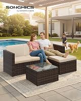 SONGMICS Garden Furniture Set PE Rattan Corner Sofa Table Cushions GGF005K05 view 2