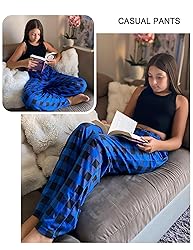 Arshiner Pajama Pants for Girls Long Sleep Plaid