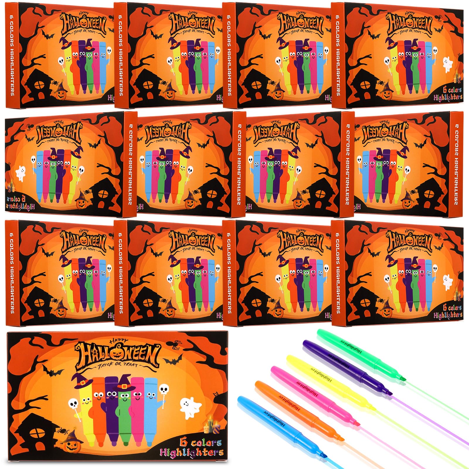 Photo 1 of ***Factory sealed***
Watersay  Pcs Halloween Highlighters Halloween Bulk Gifts for Classroom Colors Fluorescent Markers Chisel Tip Dry Quickly Markers Party Favors Prizes Birthday Gifts Party Supplies for Home