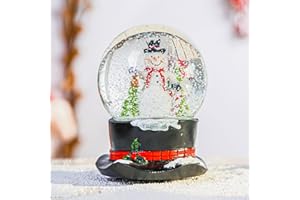 DUSVALLY Snow Globe Gift for Kid & Adult Snowman-Scene, Crystal Musical Glitter Ball for Christmas & New Year, 100mm Glass Water Globe Wind-up Decoration for Home & Office, 5.5''H
