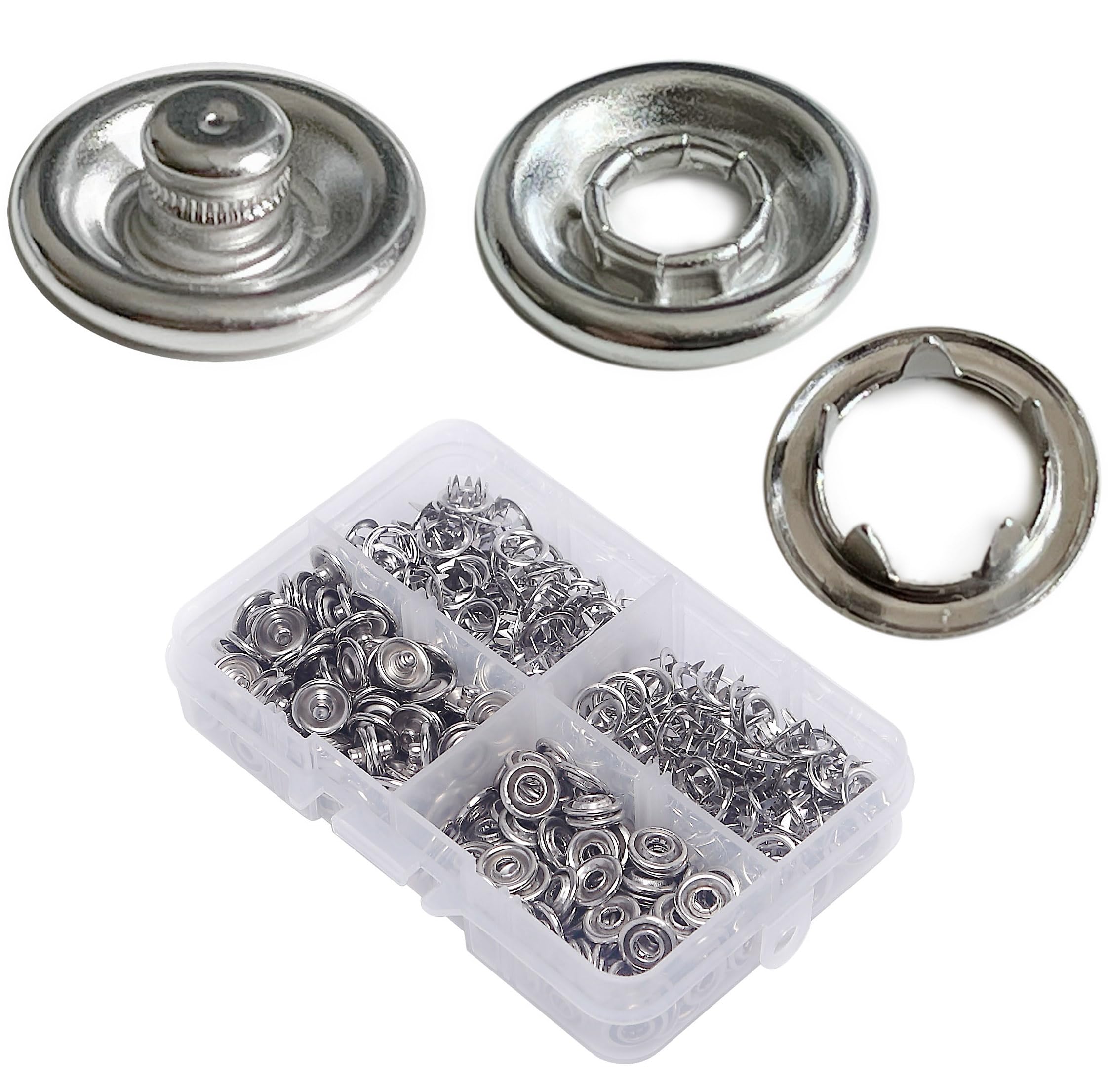 RERI Silver Press Stud 50 Set Φ11 mm Jersey Press Studs Metal Sewing Accessories Buttons for Sewing Tool Jessey Snaps for DIY Crafts Fabric, Clothing Bags