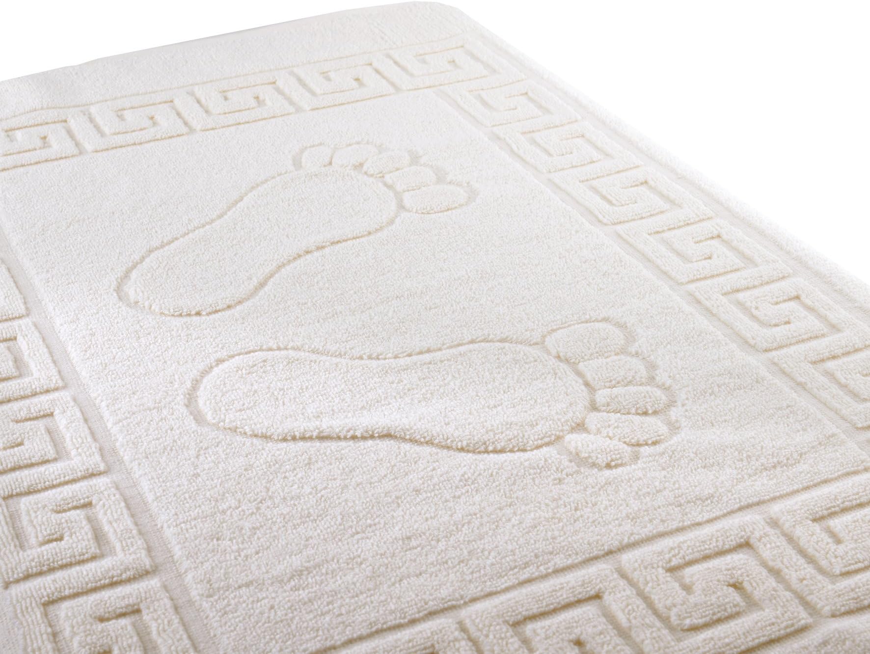 MINTEKS Terry Towel Washbable Foldable Reversable Cotton Bath Mats - 20 x 28 inches (Bath Mat - Set of 2, Cream)