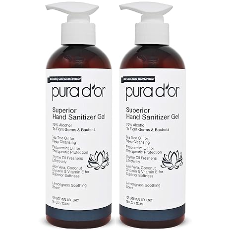 Amazon Com Pura D Or Hand Sanitizer Gel Lemongrass Scent 2 Pack