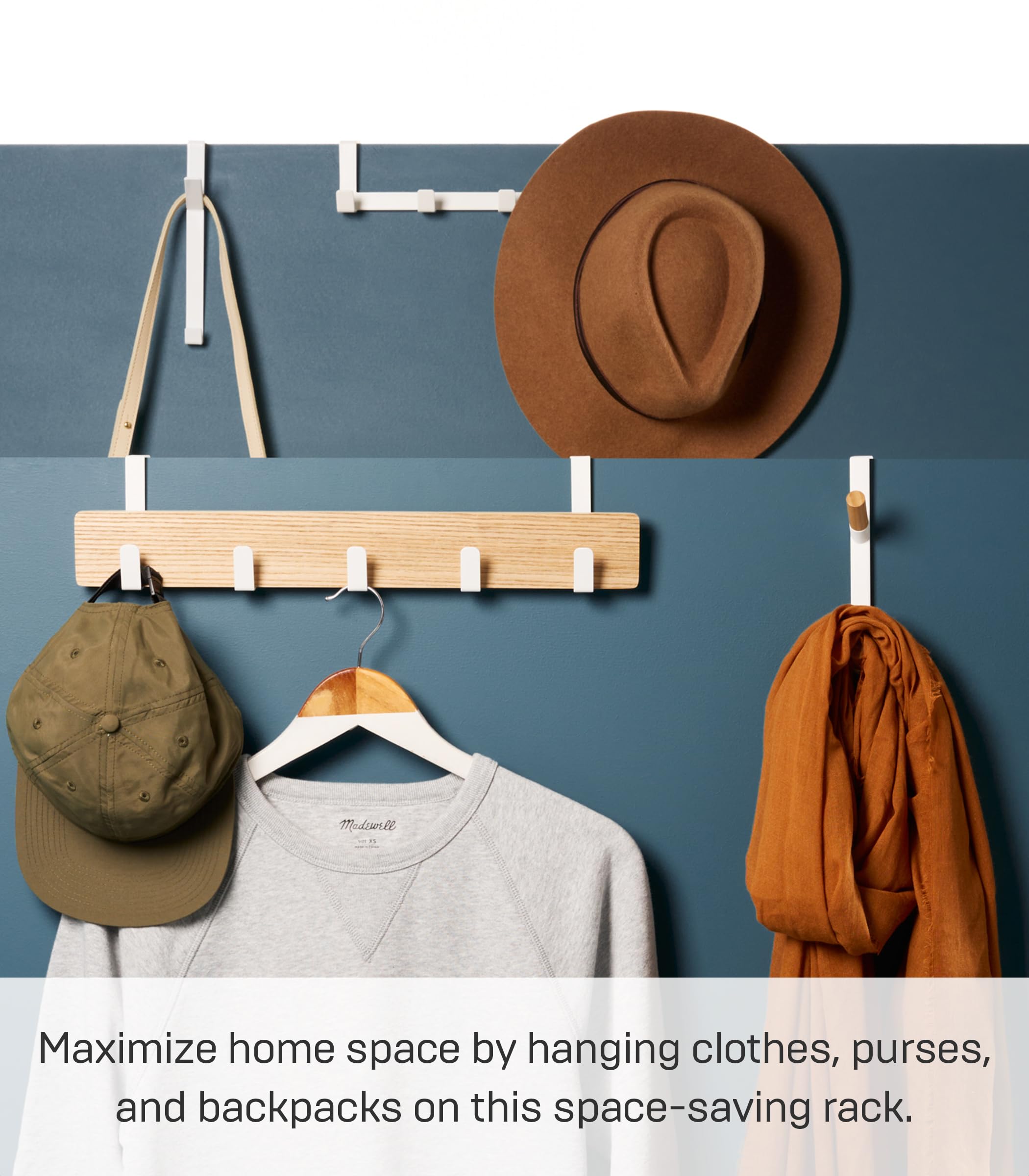 YAMAZAKI home Smart Wide Over the Door Rack, White