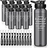Lallisa 24 Pcs Employee Thank You Gifts 12 Plastic 24 oz Water Bottles Bulk and 12 Thank You Sign Silicone Keychain Appreciation Gifts May You Be Proud of Work for Volunteer Employee Coworker Gray