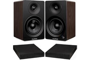 Fluance Ai41 Natural Walnut Powered 2.0 Stereo Bookshelf Speakers with 5" Drivers, 90W Amplifier for Turntable, TV, PC and Bl