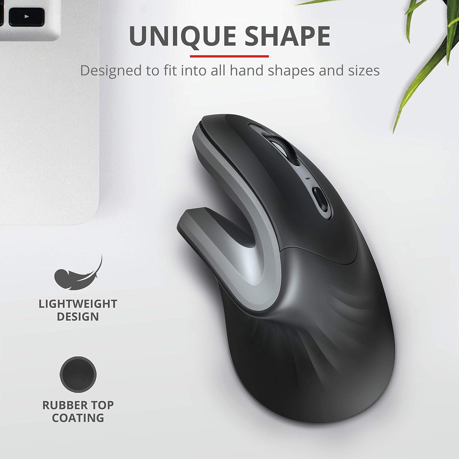 Trust Verro Vertical Mouse, Wireless Ergonomic Mouse with 60° Angle, 600-1600 DPI, 6 Buttons, for Right Hand Users RF 2.4GHz - Image 4