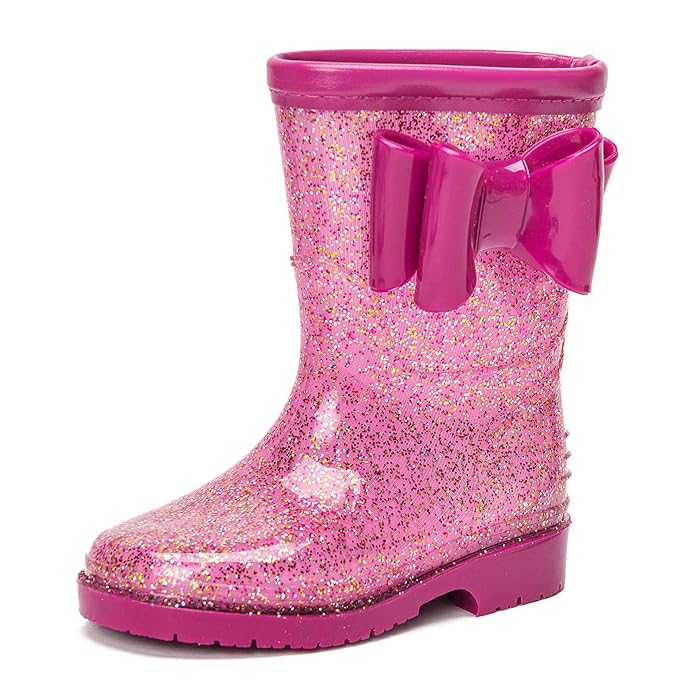 DKSUKO Kinder Mid Calf Gummistiefel Kleinkind Wasserdichte Regenstiefel für Mädchen Jungen