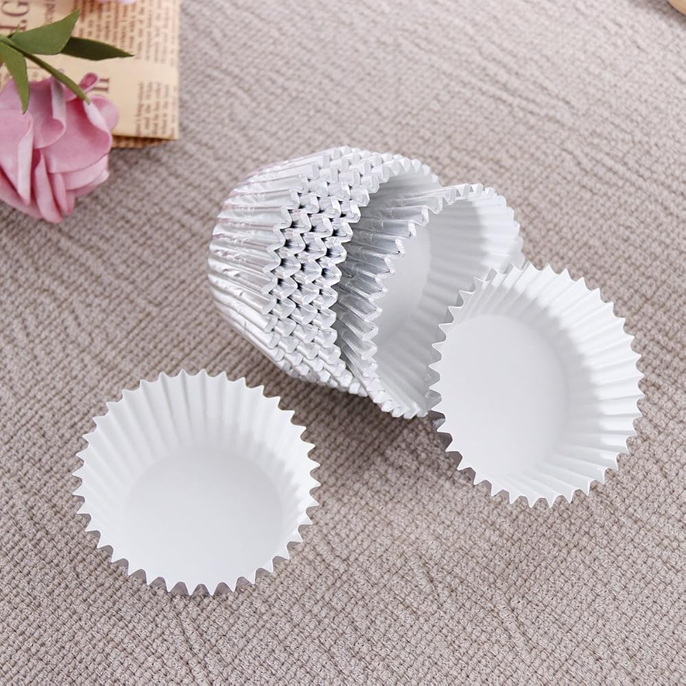 Cupcake Liners Aluminum Foil Cups Cake Muffin Molds for Baking (Silver