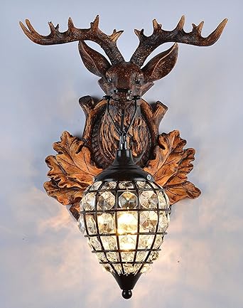 Crayom Hirschköpfe Weinlese-Art-Harz-Wand-Lampe 1 Licht
