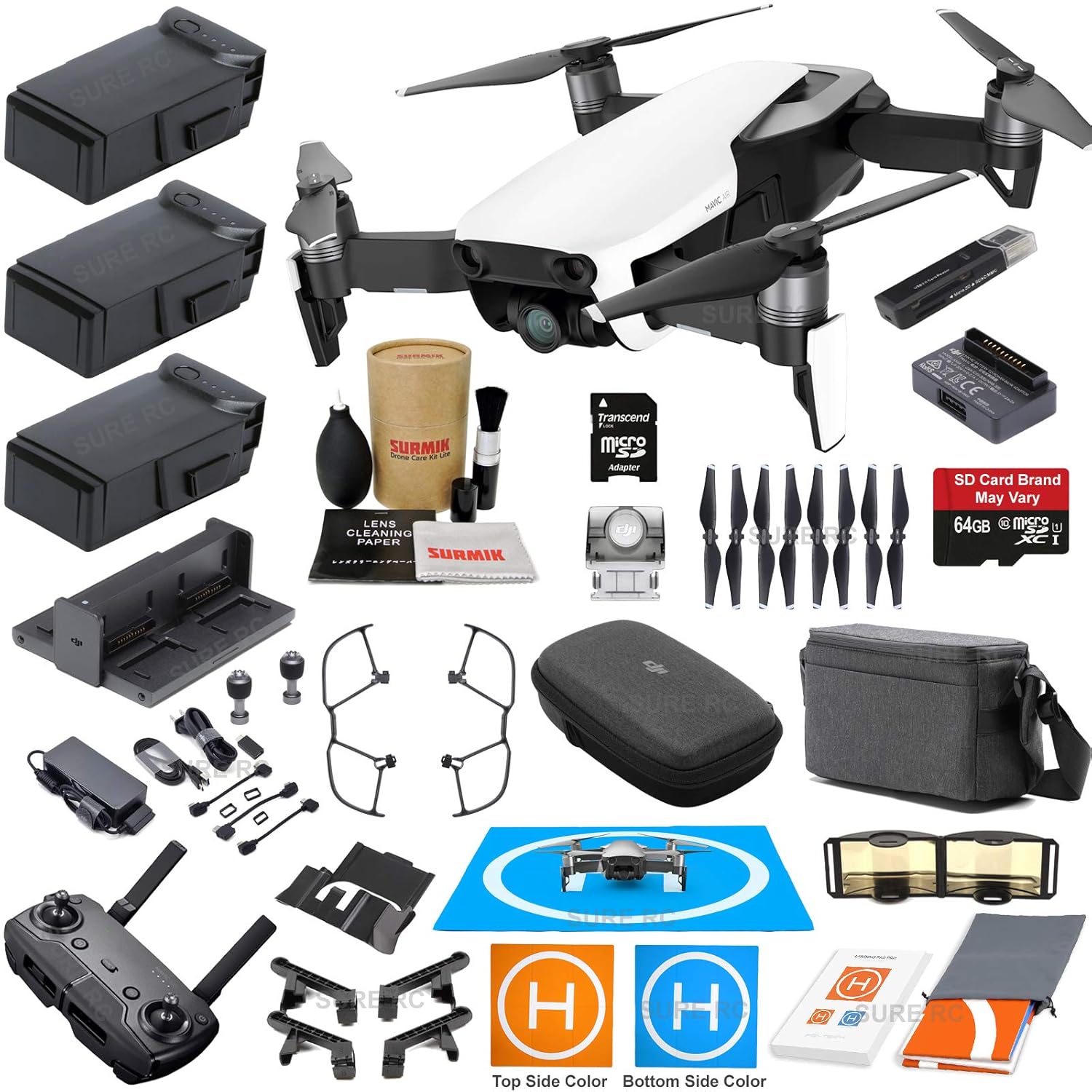 DJI Mavic Air Fly More Combo (Arctic White) With 3 Batteries, 4K Camera Gimbal Bundle Kit with Must Have Accessories