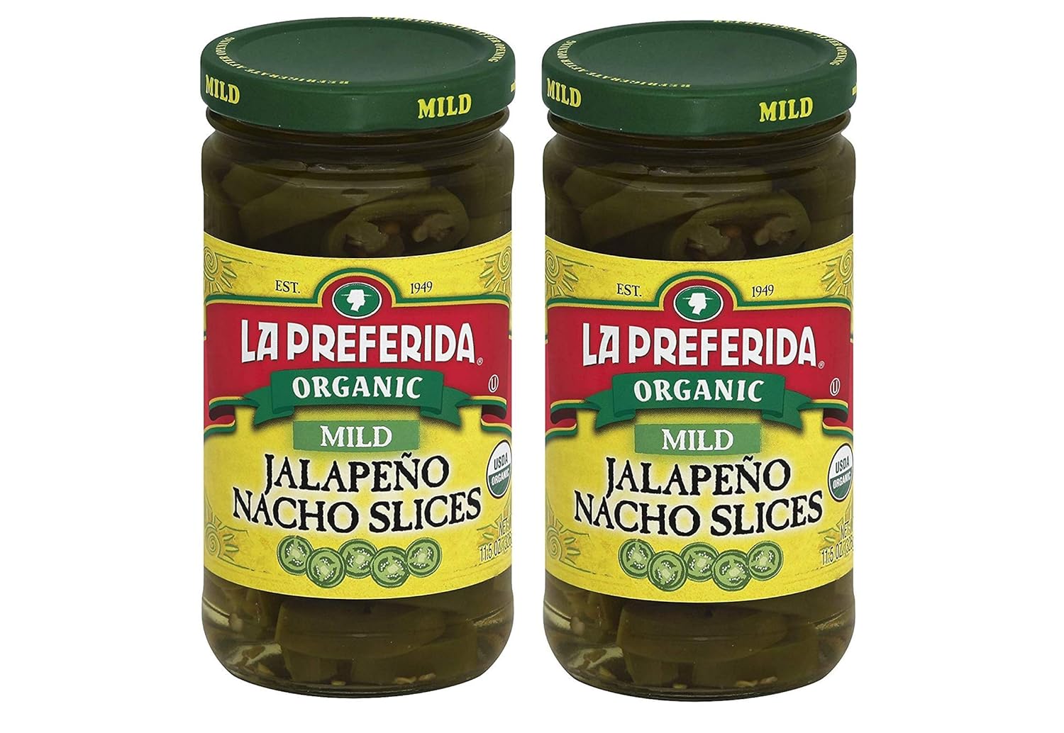 La Preferida Organic Jalapeno Nacho Slices, Mild, 11.5 oz (Pack - 2)
