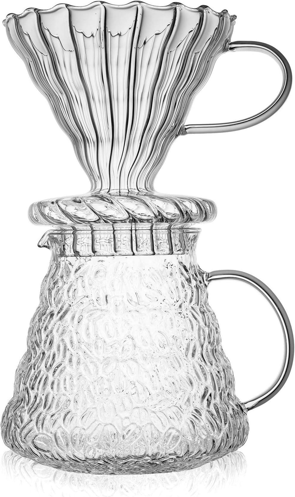 Best Pour Over Coffee Maker, 27oz Borosilicate Glass Carafe Hand Manual Coffee Dripper, Handled Filter Cup Coffeemaker for Home Office Use