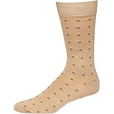 BoardroomSocks Merino Wool Mid-Calf Patterned Socks, Dress Socks for Men, Khaki with Colorful Squares