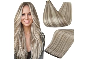 Full Shine Blonde Genius Human Hair Weft Hair Extension Human Hair 20 Inch Ash Blonde Highlighted Bleach Blonde Hair Bundles 