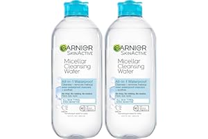 Garnier Micellar Water for Waterproof Makeup, Hydrating Facial Cleanser & Makeup Remover, Suitable for Sensitive Skin, Vegan, Cruelty Free, 13.5 Fl Oz (400mL), 2 Count