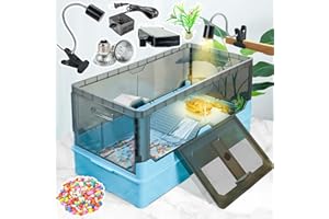 Wedoelsim Turtle Tank kit with Filter+Water Pump+Heat lamp, Wheels, Easy to Move, Imitate The Natural Flows, Suitable for Small Turtle Horned Frog Hermit (XL, Blue)