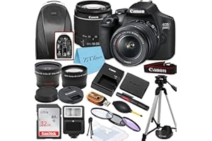 Canon EOS 2000D / Rebel T7 DSLR Camera with EF-S 18-55mm Lens + SanDisk 32GB Card Tripod Case Wideangle Lenses ZeeTech Access