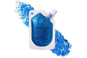 KIMIEYE Holographic Face Glitter Gel Body Shimmer Makeup for for Hair, Face, Clavicle, Arm, Nail, Eyeshadow, Long Lasting Waterproof Mermaid Sequins Party Glitter for Rave Festival, 1.35oz (Royal Blue #15)