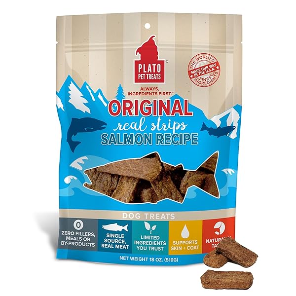 PLATO ORIGINAL REAL STRIPS SALMON 18OZ