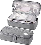 WEMATE Large Pencil Case Canvas 5 Compartments 9x4.3x2.4in Light Grey