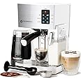 EspressoWorks 19-Bar Espresso, Latte and Cappuccino Maker 10-Piece Set - Brew Cappuccino and Latte with One Button - Espresso Machine with Milk Steamer 1250W - Coffee Gifts (White)