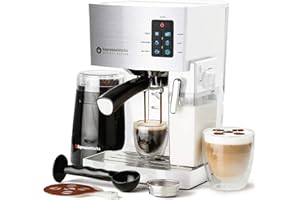 EspressoWorks 19-Bar Espresso, Latte and Cappuccino Maker 10-Piece Set - Brew Cappuccino and Latte with One Button - Espresso Machine with Milk Steamer 1250W - Coffee Gifts (White)