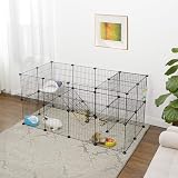 SONGMICS Pet Enclosure LPI02H 2 Levels Mesh Panels Indoor 143x73x71 cm Black view 2