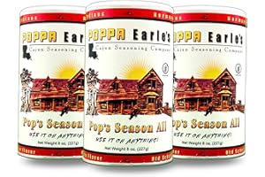 Poppa Earle's Seasoning (Cajun Seasoning Company) Gluten Free and No MSG All Purpose Seasoning "Pops Season-all" Pack of 3 (8) ounce cans