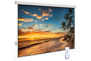 ZUEDA 100 Inch Motorized Projector Screen - 16:9 HD Electric Movie Screen with Remote Control, Wall/Ceiling Mounted for Home Theater, Office, Wrinkle-Free Projection Screen for Indoor Use (White)