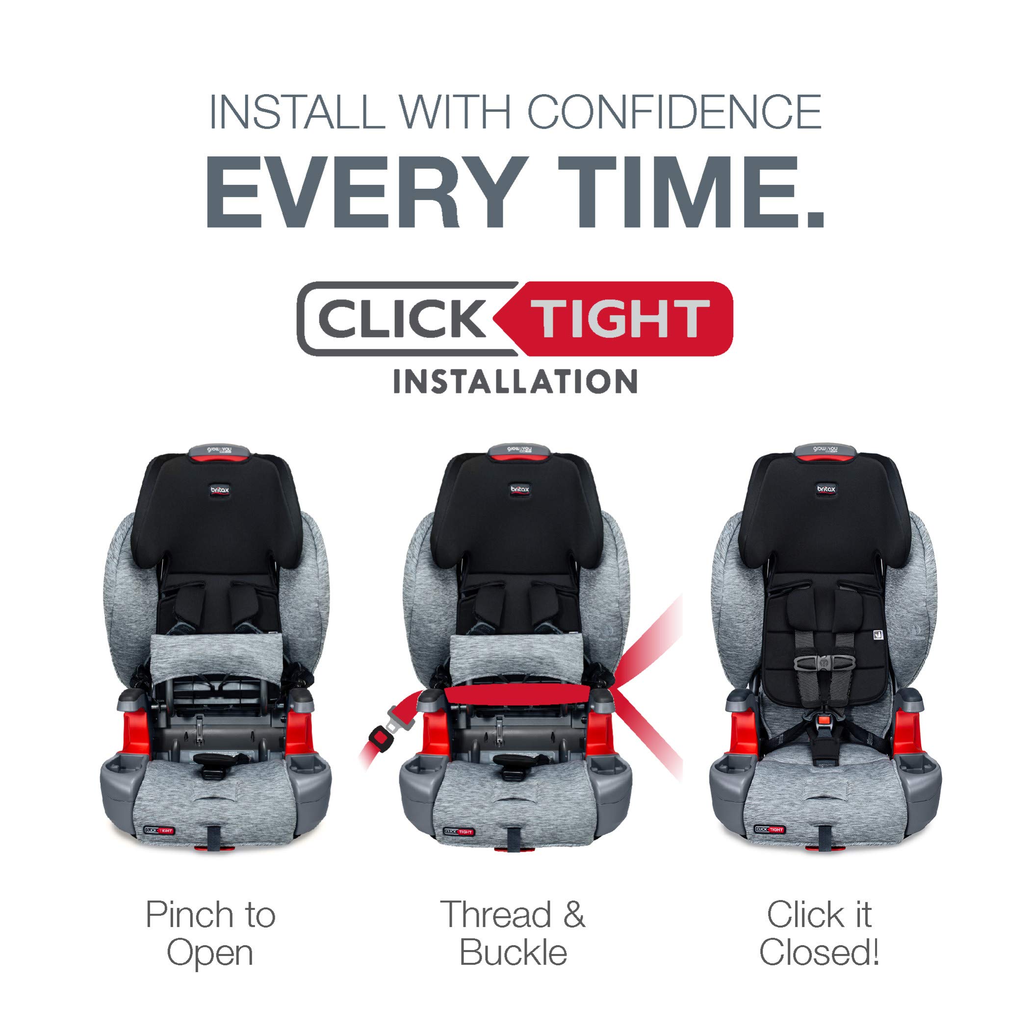 Britax Grow with You ClickTight Harness-2-Booster Car Seat - 2 Layer Impact Protection - 25 to 120 Pounds, Cool Flow Gray [Newer Version of Frontier]