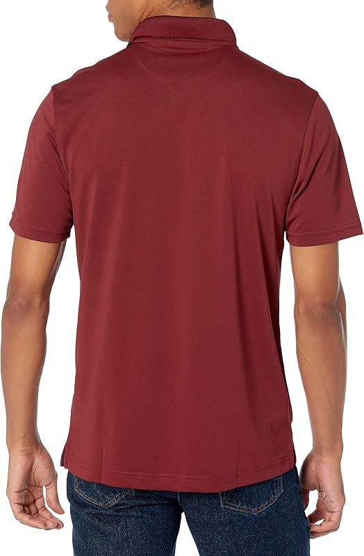 Polo da Golf, Maniche Corte, Slim Fit, Asciugatura Rapida Uomo, Bordeaux Intenso, L