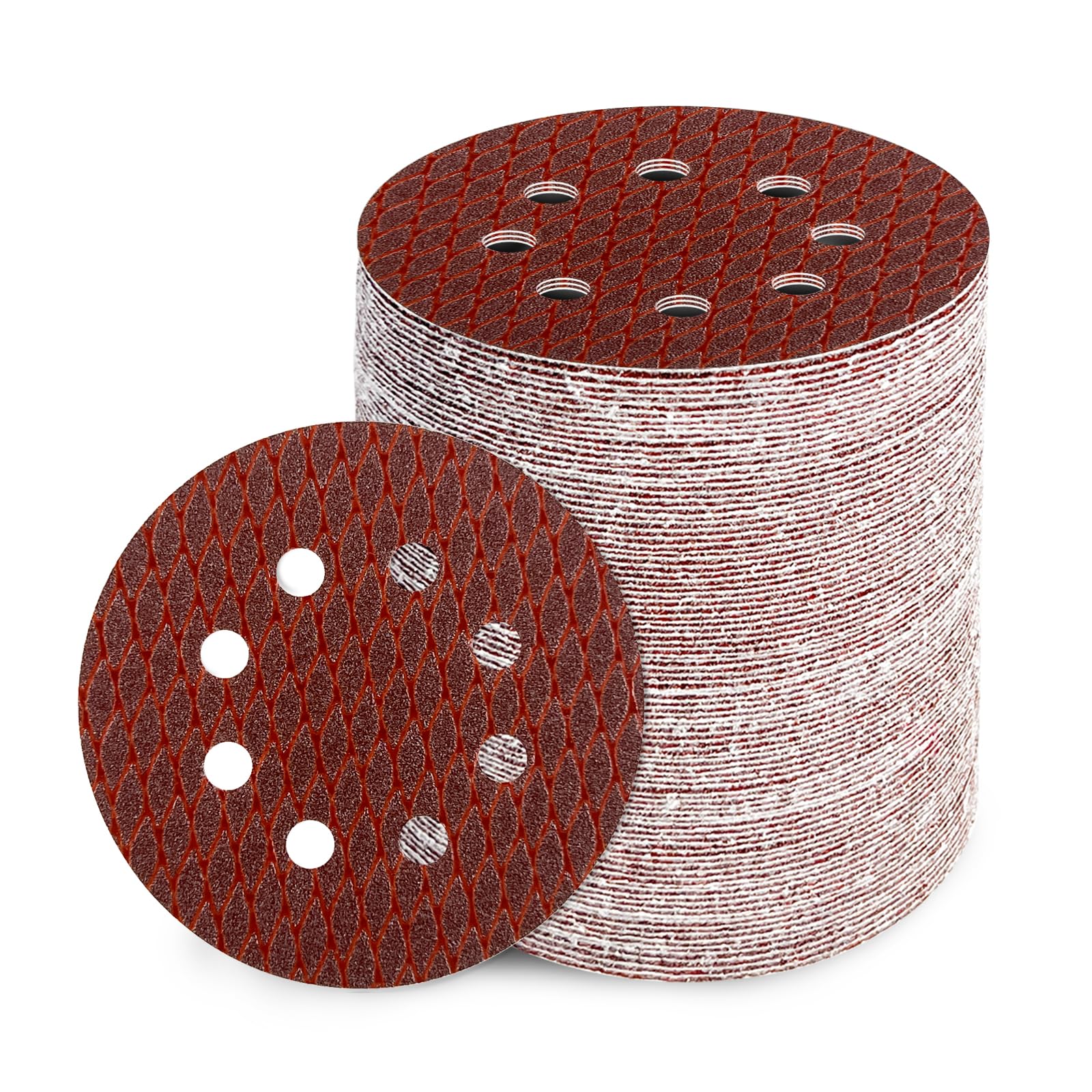 GEOGIEEW 90PCS 125mm Sanding Discs Pads, 5 Inch 8 Hole Hook and Loop 120 Grit Sandpaper for Wood for Random Orbital Sander