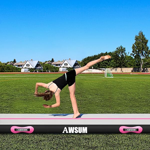 AWSUM 13FT GYMNASTICS MAT WITH AIR ROLLER TUMBLING BARREL BACK SOMERSAULT BACKBEND TRAINER FOR INFLATABLE GYMNASTICS SPRINGBOARD BACK HANDSPRING EQUIPMENT, WITH ELECTRIC PUMP