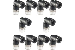 MSAEIQUN 3/8 Air hose fittings, Air fittings Male Elbow 3/8 Inch Tube OD x 3/8 NPT Thread Push to Connect Fitting, PL-3/8-N3 (Pack of 10) (3/8-3/8)