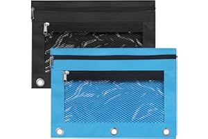 AIPKER Pencil Pouches, Zipper Binder Pencil Pouch Pen Case With 3 Holes, 3 Ring Zippered Pocket Pencil Pouch for School Office