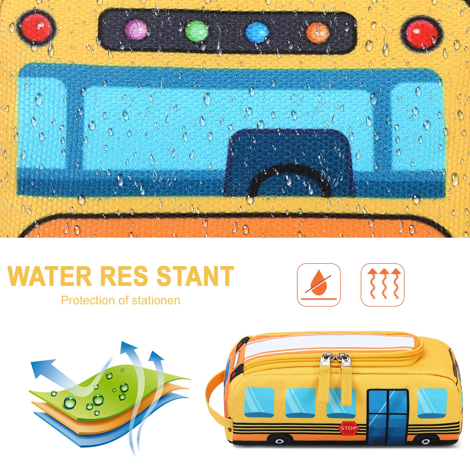 Cute Pencil Case for Kids Girls Boys Pencil Pouch kawaii Pen Pencil Box Bag Holder for School Students (Yellow School Bus)