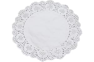 AMKOSKR 100 Pcs 12 Inch Round Lace Silver Paper Doilies Silver Foil Paper Placemats Doily Paper Pad for Cakes Crafts Party Weddings Tableware Decor
