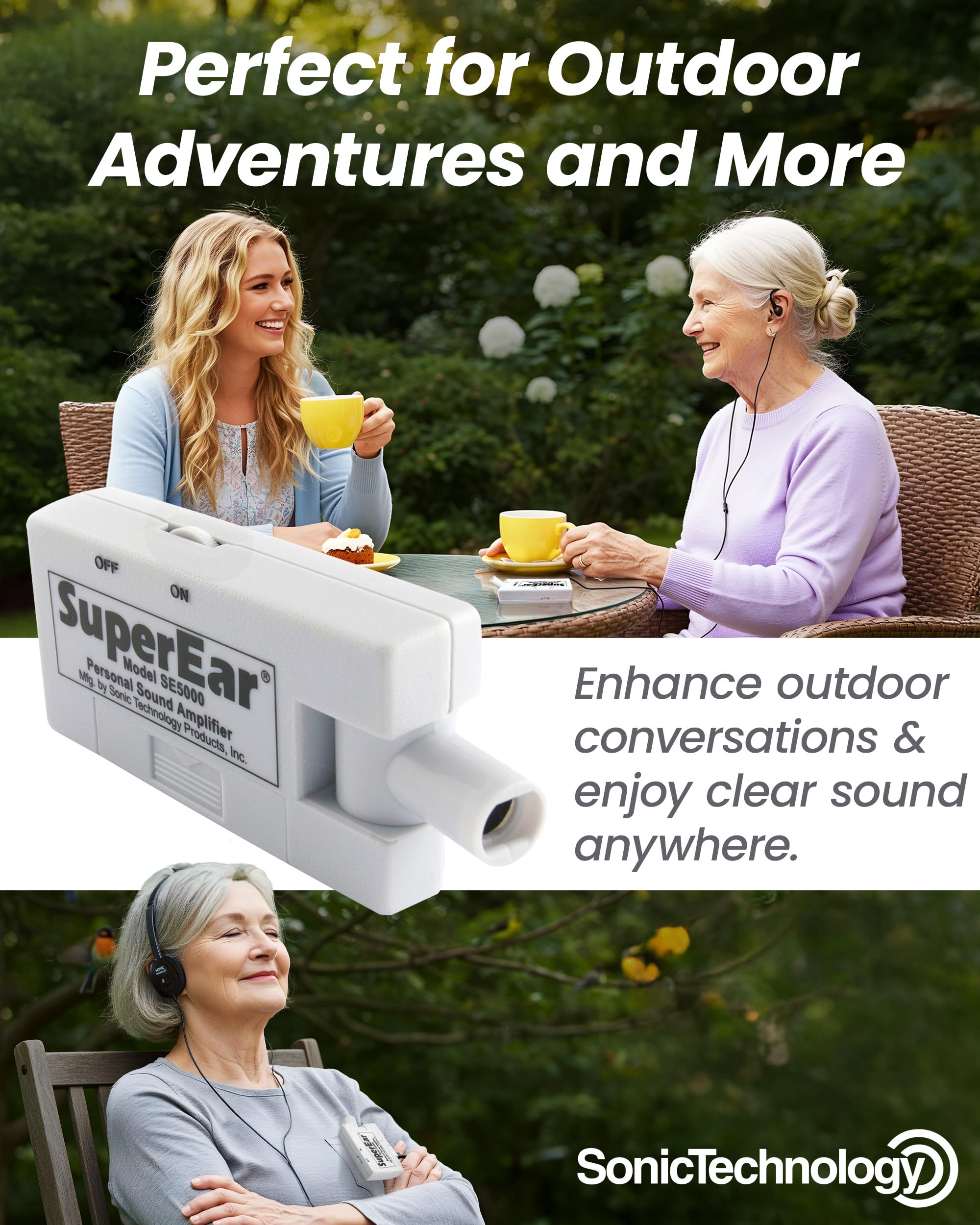SuperEar Model SE5000 (PSAP) for Seniors - Hearing Amplifiers for Seniors, Super Ear Personal Sound Amplifier, Sound Amplifier Listening Device and Audio Accessories in 50dB Ambient Sounds Increase